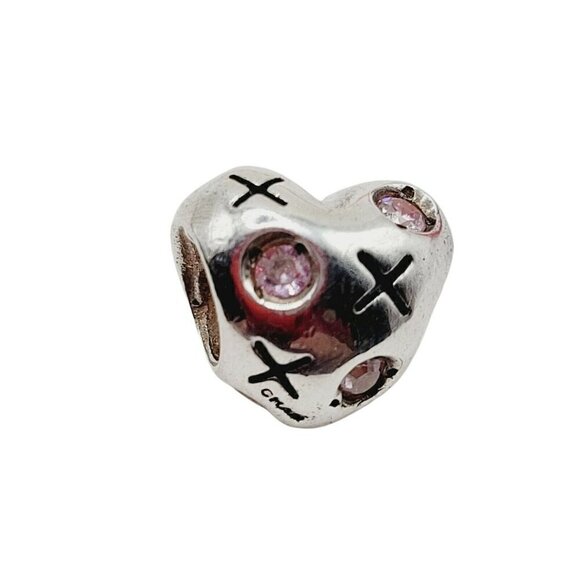 Chamilia Swarovski 2010 Ltd Edition XOXO Heart Charm Bead 925 Sterling Silver - Picture 1 of 8